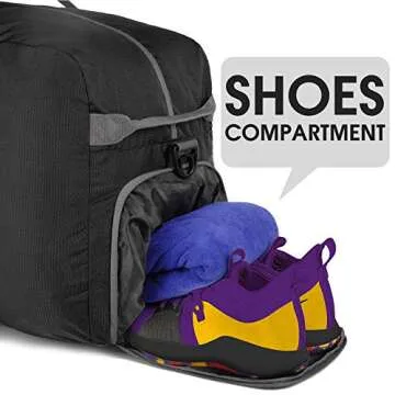 36" Foldable Duffle Bag 120L for Travel Gym Sports Lightweight Luggage Duffel By WANDF (36 inches (120L), Black 36'')