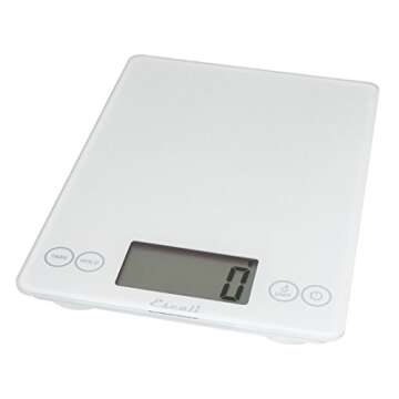 Escali Arti Digital Food Scale, Multi-Functional Kitchen Appliance, Precise Weight Measuring and Portion Control, Baking and Cooking Made Simple, Tempered Glass, Frost White