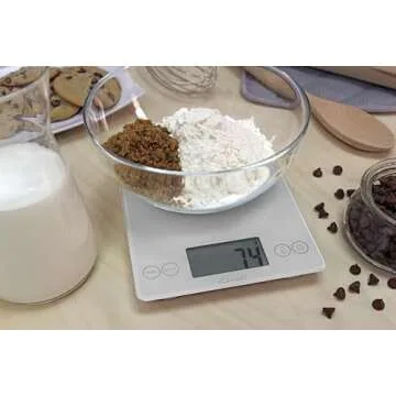 Escali Arti Digital Food Scale, Multi-Functional Kitchen Appliance, Precise Weight Measuring and Portion Control, Baking and Cooking Made Simple, Tempered Glass, Frost White
