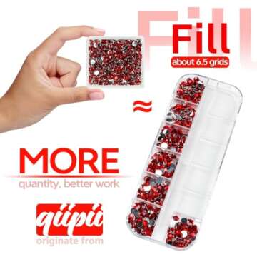 Qiipii Red Crystal Resin Rhinestones for Crafting