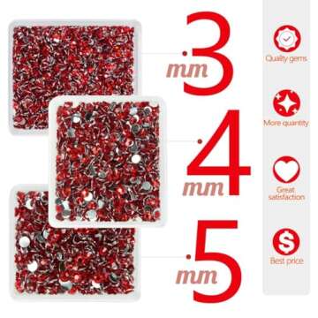 Qiipii Red Crystal Resin Rhinestones for Crafting
