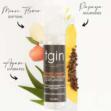 TGIN Honey Whip Hydrating Mousse for Natural & Curly Hair - 8 Oz