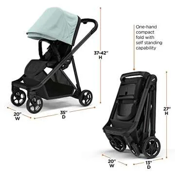 Thule Shine City Stroller - Compact 4 Wheel Stroller - One-Hand Compact fold - Lightweight and Easy to Maneuver - from Birth Accessories, Black/Alaska