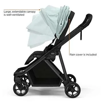 Thule Shine City Stroller - Compact 4 Wheel Stroller - One-Hand Compact fold - Lightweight and Easy to Maneuver - from Birth Accessories, Black/Alaska