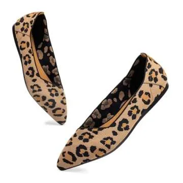 Frank Mully Womens Pointed Toe Flats Knit Dress Shoes Comfort Women Shoes Slip On Shoes for Woman Cl...