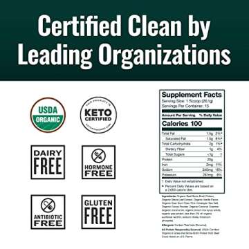 Natural Force - Chocolate Organic Bone Broth Protein Powder, Grass-Fed & Keto Certified, Types I, II & III Collagen, Rich and Creamy, Perfect for Smoothies & Shakes, 13.8 oz