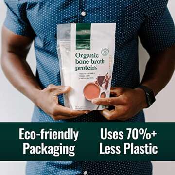 Natural Force - Chocolate Organic Bone Broth Protein Powder, Grass-Fed & Keto Certified, Types I, II & III Collagen, Rich and Creamy, Perfect for Smoothies & Shakes, 13.8 oz