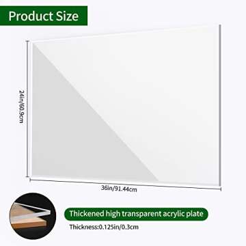 Acrylic Sheet 24 x 36 1/8 inch Thick Lesnlok 2 Pack 3mm Clear Plexiglass Sheet,Use for Craft Projects,Signs,Sneeze Guard and More