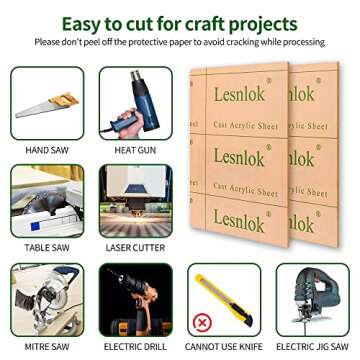 Acrylic Sheet 24 x 36 1/8 inch Thick Lesnlok 2 Pack 3mm Clear Plexiglass Sheet,Use for Craft Projects,Signs,Sneeze Guard and More