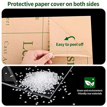 Acrylic Sheet 24 x 36 1/8 inch Thick Lesnlok 2 Pack 3mm Clear Plexiglass Sheet,Use for Craft Projects,Signs,Sneeze Guard and More