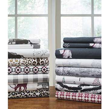 Pointehaven 180 GSM 100% Cotton Flannel Sheet Set - Queen, Scenic Toile Blue - Warm & Cozy - Pre-Shrunk -Deep Pockets - Elastic All Around-Comfy Double Brushed