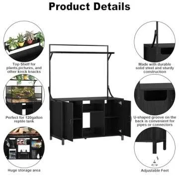 GDLF Reptile Tank Stand with Storage for 120 Gallon