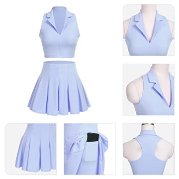 Stylish Tennis Skirt Set with Built-in Bra for Women