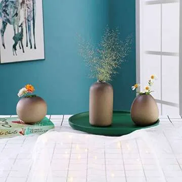 ComSaf Set of 3 Ceramic Flower Bud Vases for Home Decor