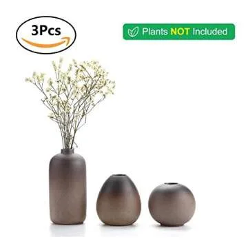 ComSaf Set of 3 Ceramic Flower Bud Vases for Home Decor
