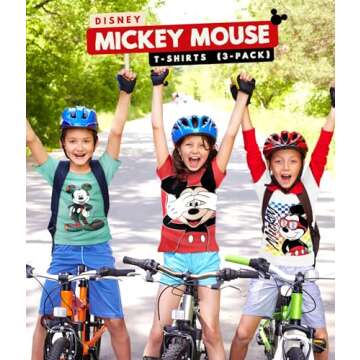 Disney Mickey Mouse Shirt for Kids (Boys Clothes) Fantasia Tshirt 3T Toddler Rd/Wh/T SS