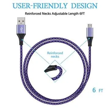 Micro USB Cables 4Pack Fast Charging Flexible 6Ft