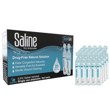 20ct Saline Solution Ampoule 0.9% NaCl | Moisturize Sinuses & Eyes