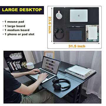 AIZ Mobile Standing Desk, Adjustable Computer Desk Rolling Laptop Desk Cart on Wheels Home Office Computer Workstation, Portable Laptop Stand Tall Table for Standing or Sitting, Black Willow