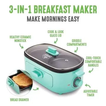 Compact GreenLife Breakfast Maker with Toast Drawer