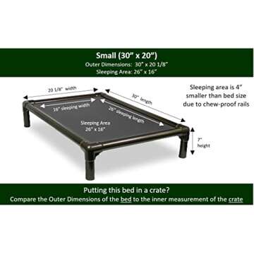 Kuranda Chewproof Dog Bed - Walnut PVC - 30" x 20" - Heavy Duty Vinyl - Smoke
