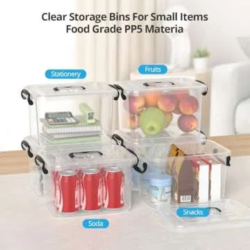 Tangyinus Plastic Storage Containers - 6 Quart Stackable Bins
