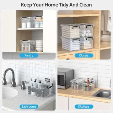 Tangyinus Plastic Storage Containers - 6 Quart Stackable Bins