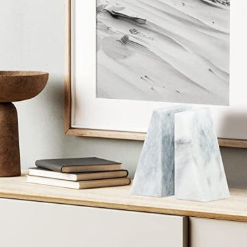 Ottimo Marble Bookends - Heavy, Elegant Bookshelf Decor