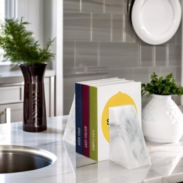 Ottimo Marble Bookends - Heavy, Elegant Bookshelf Decor