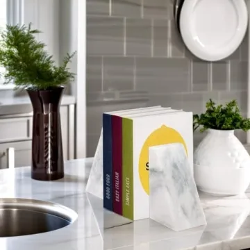 Ottimo Marble Bookends - Heavy, Elegant Bookshelf Decor