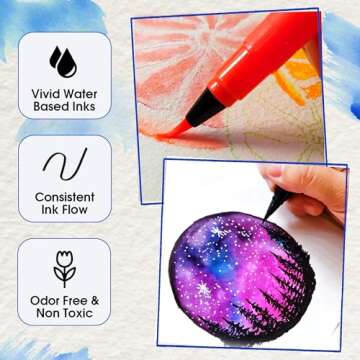 Chalkola 28 Pack Watercolor Brush Pens with Pad and Markers