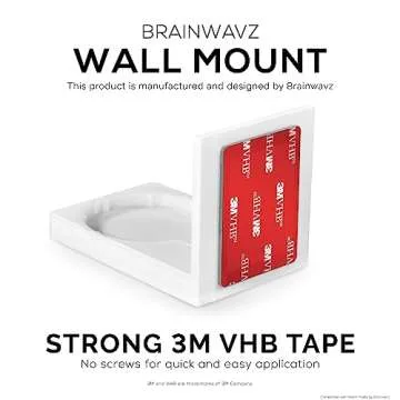 Screwless Wall Mount Kit for Wyze Cam Pan, VHB Stick On - Easy to Install, Full Tilt & Pan Function, No Mess, No Drilling, Strong Adhesive Mount by Brainwavz (White)