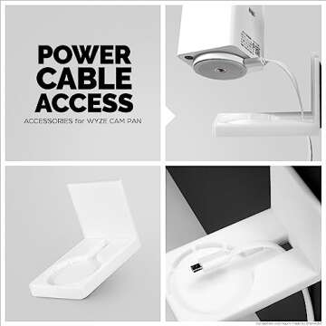 Screwless Wall Mount Kit for Wyze Cam Pan, VHB Stick On - Easy to Install, Full Tilt & Pan Function, No Mess, No Drilling, Strong Adhesive Mount by Brainwavz (White)