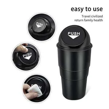 YIOVVOM Car Garbage Can with Lid, Leakproof Vehicle Automotive Cup Holder Car Trash Can, Small Trash Bin for Automotive Office Home Kitchen(Black, 1)