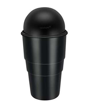 YIOVVOM Car Garbage Can with Lid, Leakproof Vehicle Automotive Cup Holder Car Trash Can, Small Trash Bin for Automotive Office Home Kitchen(Black, 1)