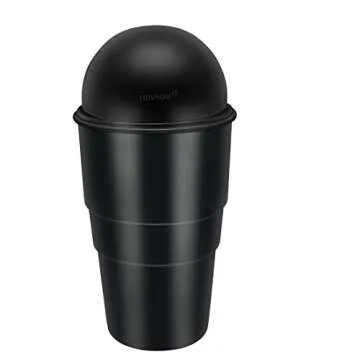 YIOVVOM Car Garbage Can with Lid, Leakproof Vehicle Automotive Cup Holder Car Trash Can, Small Trash Bin for Automotive Office Home Kitchen(Black, 1)