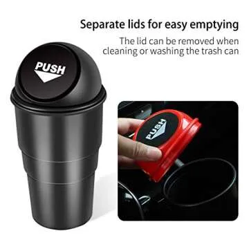 YIOVVOM Car Garbage Can with Lid, Leakproof Vehicle Automotive Cup Holder Car Trash Can, Small Trash Bin for Automotive Office Home Kitchen(Black, 1)