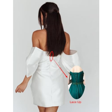 Off Shoulder Short Wedding Dress with Puffy Sleeves