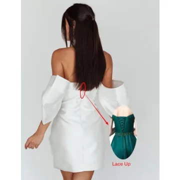 Off Shoulder Short Wedding Dress with Puffy Sleeves