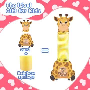 Valentines Day Cards for Kids School 28 Packs Coil Rainbow Springs Toy with Animal Cards, Stress Rel...