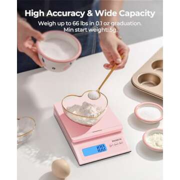 MUNBYN Shipping Scale, Accurate 66lb/0.1oz Postal Scale with Sweet Pink Style, Hold/Tear/PCS Functio...