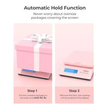 MUNBYN Shipping Scale, Accurate 66lb/0.1oz Postal Scale with Sweet Pink Style, Hold/Tear/PCS Function, Auto-Off, Battery & AC Adapter, Back-Lit LCD Display, Digital Scale for Packages and Food