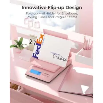 MUNBYN Shipping Scale, Accurate 66lb/0.1oz Postal Scale with Sweet Pink Style, Hold/Tear/PCS Function, Auto-Off, Battery & AC Adapter, Back-Lit LCD Display, Digital Scale for Packages and Food