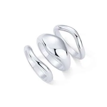 PAVOI Stackable Rings Set | 3 Adjustable Statement Bands