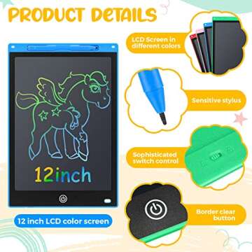 Epakh 4 Pcs 12 Inch LCD Writing Tablet Doodle Board for Kids - Colorful Educational Fun!