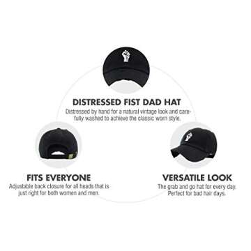 KBETHOS KBSV-046 BLK Black History Month Fist Black Power Fight Vintage Distressed Baseball Cap (One Size)