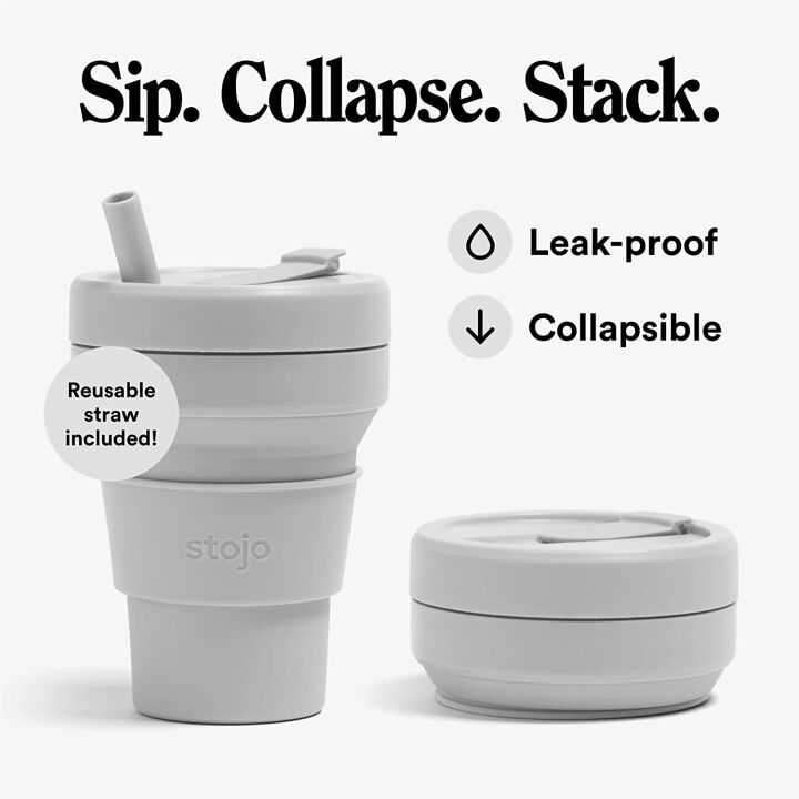 STOJO Titan Collapsible Travel Cup - 24oz Gray