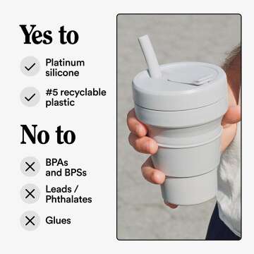 STOJO Titan Collapsible Travel Cup - 24oz Gray