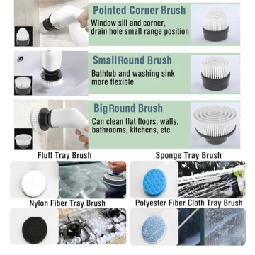 MGLSDeet Electric Spin Scrubber with 7 Brush Heads for Efficient Cleaning