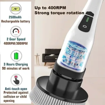 MGLSDeet Electric Spin Scrubber with 7 Brush Heads for Efficient Cleaning
